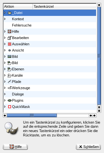 Tastenkürzel konfigurieren
